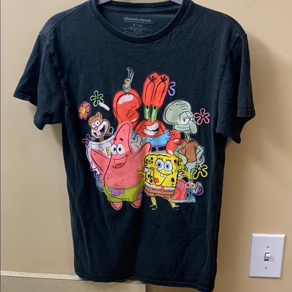 Nickelodeon Black Kids T-Shirt with Cartoon Characters